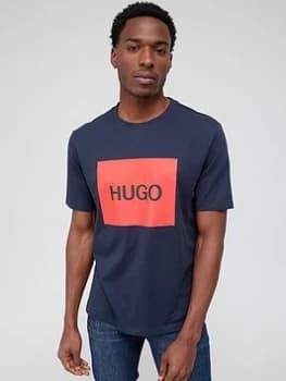 HUGO Dolive Large Logo T-Shirt - Dark Blue , Dark Blue, Size L, Men