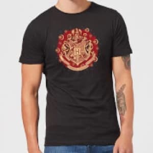 Harry Potter Hogwarts Christmas Crest Mens T-Shirt - Black