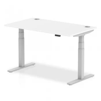 Trexus Sit Stand Desk With Cable Ports Silver Legs 1400x800mm White