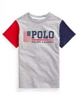 Ralph Lauren Boys Short Sleeve Polo Logo T-Shirt - Grey