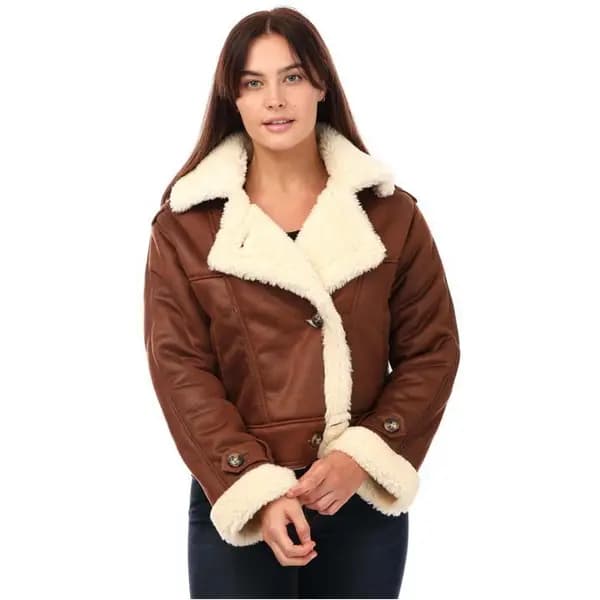 Only Ylva Faux Suede Aviator Jacket Softshell Jackets 8 Brown 30390405175