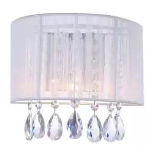 Italux Essence - Wall Lamp White 1 Light with White Cloth Shade, E14