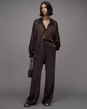 AllSaints Charli Silk Blend Wide Leg Fit Trousers