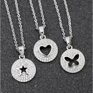 Stylish Cut Out Pave Platinum Plated Necklace
