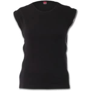 Gothic Rock Zip Side Ribbed Gothic Womens Large Sleeveless Top - Black