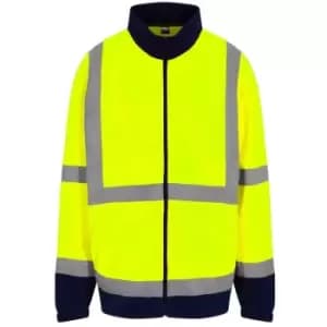 PRO RTX High Visibility Mens Full-Zip Fleece (4XL) (Yellow/Navy) - Yellow/Navy