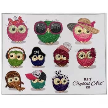 Crystal Art Sticker Set Owl Life Set of 10