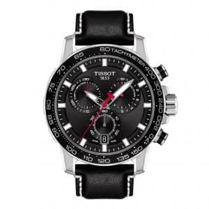 Tissot Supersport Chrono Mens Black Leather Strap Watch