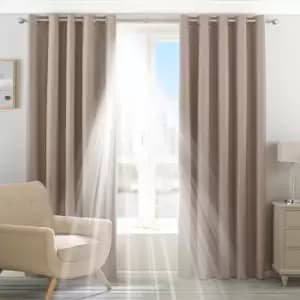 Twilight Thermal Blackout Eyelet Curtains Natural