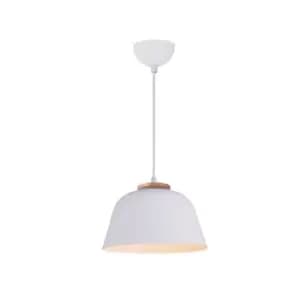 Razgrad Dome Ceiling Pendant Light 1x E27 White-Wood
