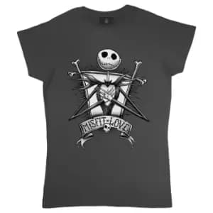Nightmare Before Christmas Womens/Ladies Misfit Love Fitted T-Shirt (M) (Charcoal Grey/White)