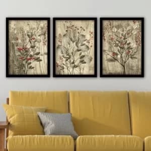 3SC83 Multicolor Decorative Framed Painting (3 Pieces)