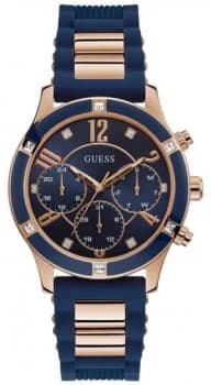 Guess Womens Breeze Blue Rubber Strap Blue Dial Watch