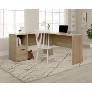 Teknik Office Essentials L Shaped Desk Summer Oak Finish, Large Desk