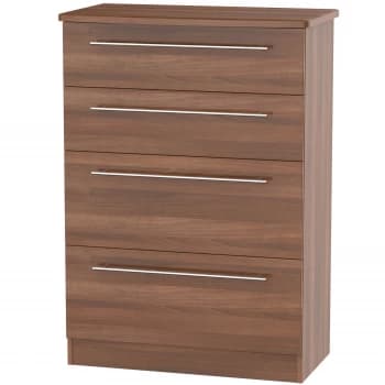 Robert Dyas Edina Ready Assembled 4-Drawer Deep Chest of Drawers - Walnut