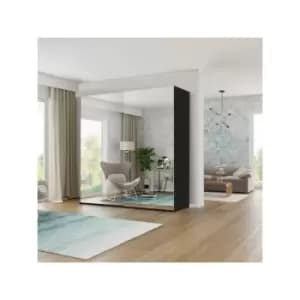 Etna Modern Bedroom full mirror Sliding Double Door Wardrobe 150cm - Black