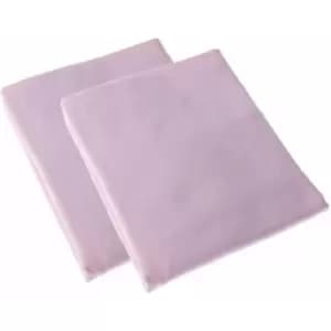 HOMESCAPES Pink Brushed Cotton Cot Flat Sheet Pair 100% Cotton, 100 x 150cm - Pink