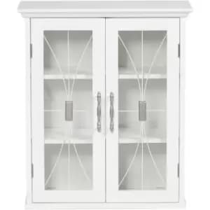 Teamson Home - Delaney Bathroom Wooden Wall Cabinet White 7930 With 2 Glass Doors - White