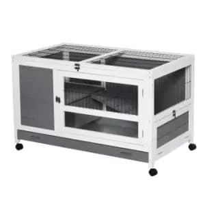 PawHut Wooden Elevated Rabbit Hutch - Grey