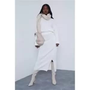 I Saw It First Cream Ribbed Knitted Midaxi Skirt - White
