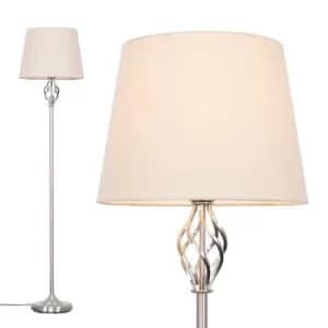 Memphis Brushed Chrome Floor Lamp with Beige Aspen Shade