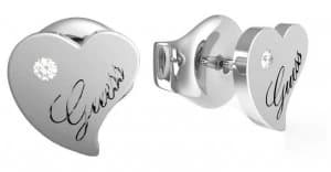 Guess Queen Of Hearts Stainless Steel Heart Stud Earrings Jewellery