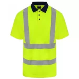 PRO RTX Mens High Visibility Polo Shirt (4XL) (Yellow/Navy) - Yellow/Navy