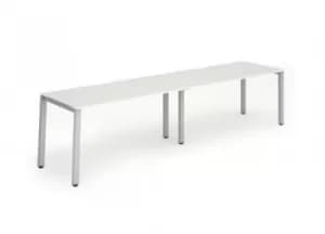 Single Silver Frame Bench Desk 1200 White (2 Pod)