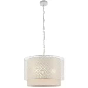 Hanging Ceiling Pendant Light White & Pale Grey Shade 500mm Boutique Round Lamp