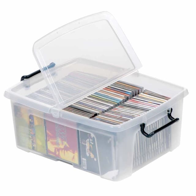 Strata Smart Box Clip-On Folding Lid Carry Handles 24 Litre Clear Ref HW673CLR