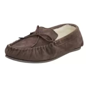 Eastern Counties Leather Unisex Wool-blend Hard Sole Moccasins (14 UK) (Chocolate)