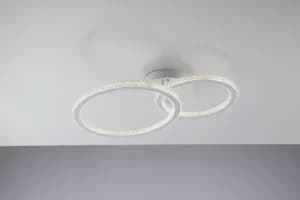 Bryant Integrated LED 2 Circular Crystal Semi Flush Ceiling Light, 4000K