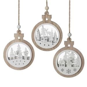 White Wooden Hangers With Beads (Set of 3)