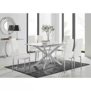 Furniture Box LIRA 120 Extending Dining Table and 6 White Milan Chairs