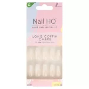 Nail HQ Long Coffin Ombre Nails 24 pcs + 2 ml