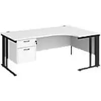 Dams International Right Hand Ergonomic Desk MCM18ERP2KWH 1,800 x 1,200 x 725 mm