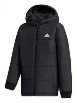 Boys, adidas Childrens Padded Zip Through Jacket - Black, Size 11-12 Years
