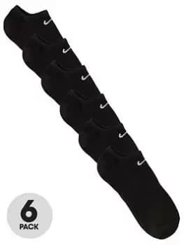 Nike 6 Pack of Everyday Lightweight Training No Show Socks, Black Size M Men