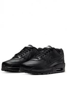 Nike Air Max 90 Leather Junior Trainer - Black