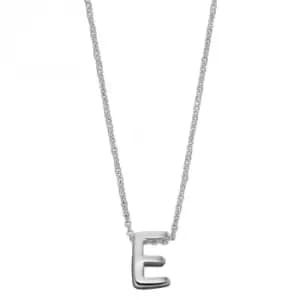 Initial E Plain Silver Initial Necklace N4432