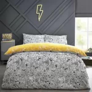 Style Lab Doodle Duvet Cover Set (Double) (White/Black) - White/Black