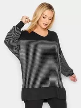 Yours Stripe Block Top - Black, Size 18, Women