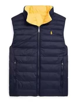 Ralph Lauren Boys Reversible Gilet - Navy/yellow, Navy/Yellow, Size Age: 16 Years=Xl