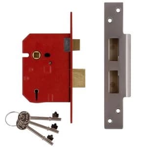 Union 2234E 5 Lever BS Mortice Sashlock Satin Chrome Finish 67mm 2.5" Box