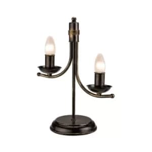 Luca Traditional Table Lamp Black, 2x E14