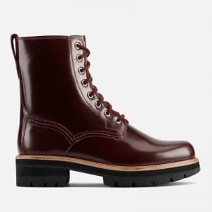Clarks Womens Orianna Hi Leather Lace Up Boots - Merlot - UK 3