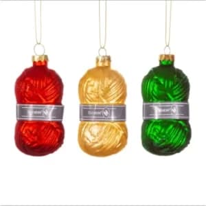Knitting Wool Shaped Bauble (Set of 3)