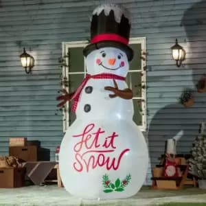 8ft Inflatable Snowman with Black Hat and Red Scotch Scarf, Multi