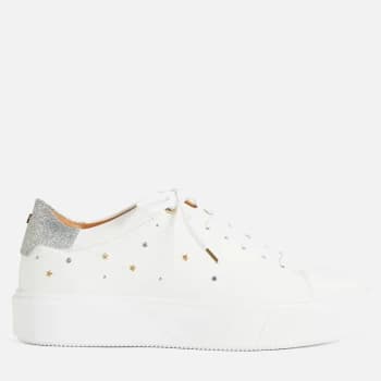 Ted Baker Womens Starriy Leather Flatform Trainers - White - UK 4