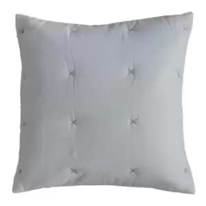 Gallery Interiors Cotton Stitch Cushion in Silver White